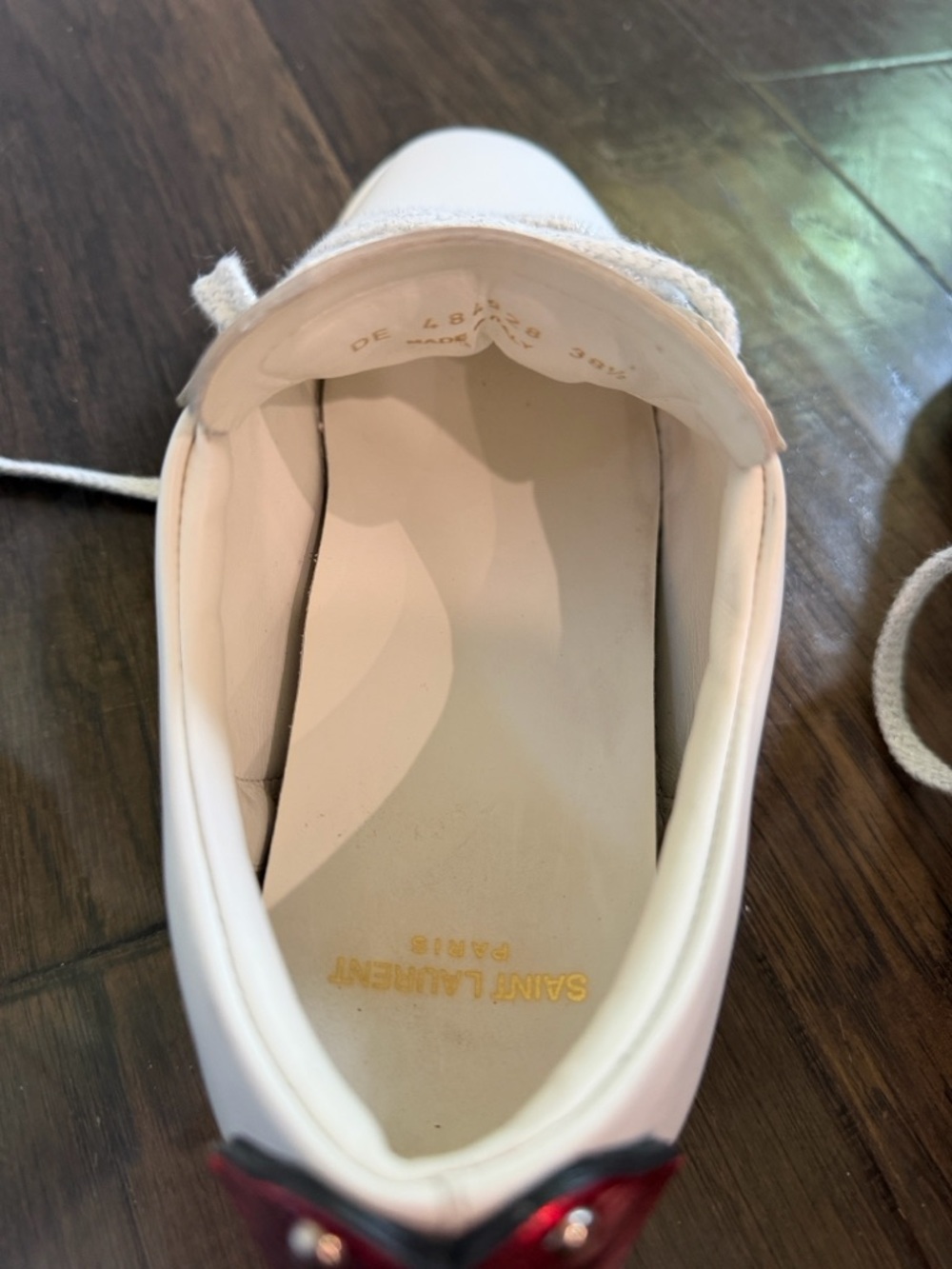 Saint Laurent SL/06 "Lip" Sneakers: Mismatched Gem-Tone Heels & Lurex Laces 38.5 - Picture 9 of 10